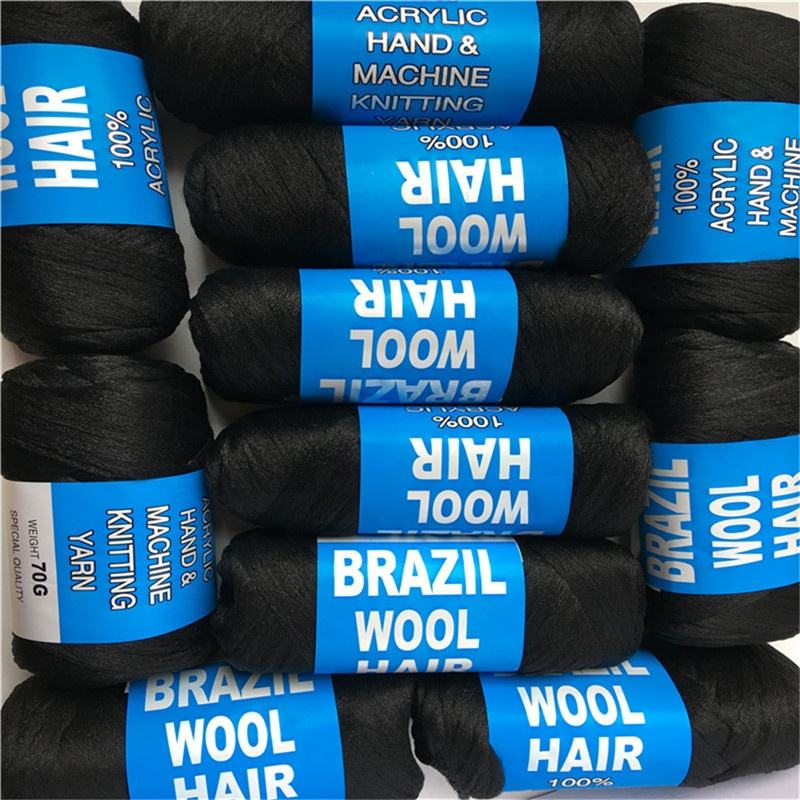 Brazilian Wool Hair 12 Roll Black Acrylic Yarn for African Hair Braiding Sengalese Twisting Jumbo Braids/Crochet Faux Locs/Wraps/Dreadlocks
