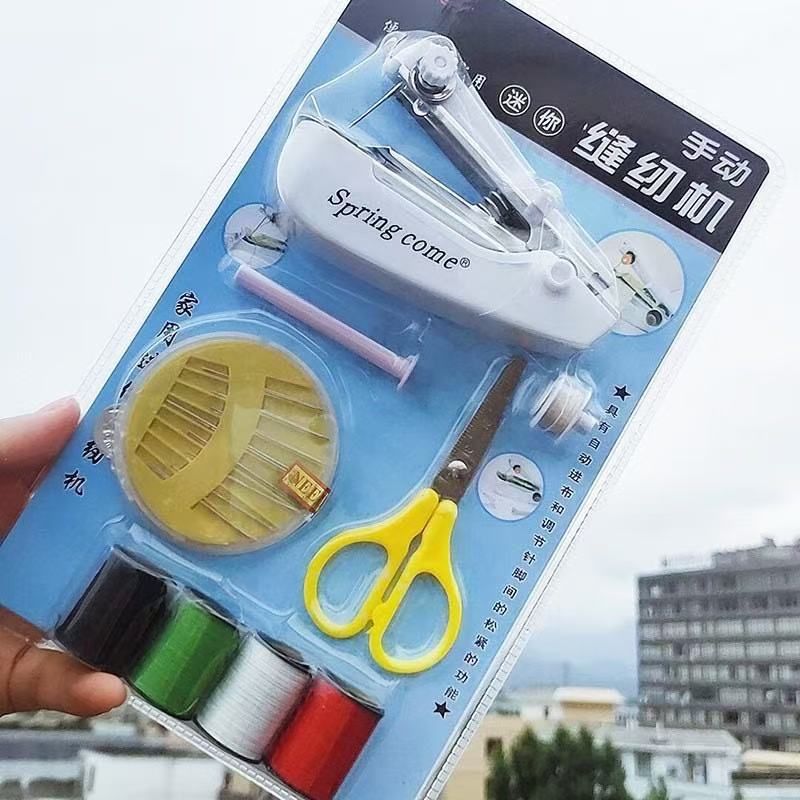 Home Handheld Sewing Machine Protable Outdoor Travel Clothes Fabrics DIY Stitchin Sew Tool Mini Manual Stitch Needlework Machine