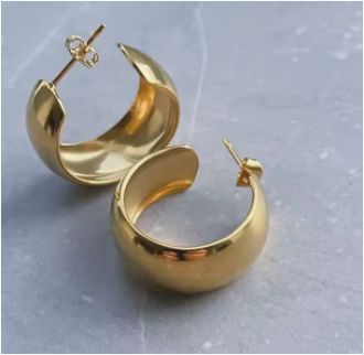 Eico The Latest European And American 18K Gold-Plated Smooth Semi-arc Women's Simple Earrings
