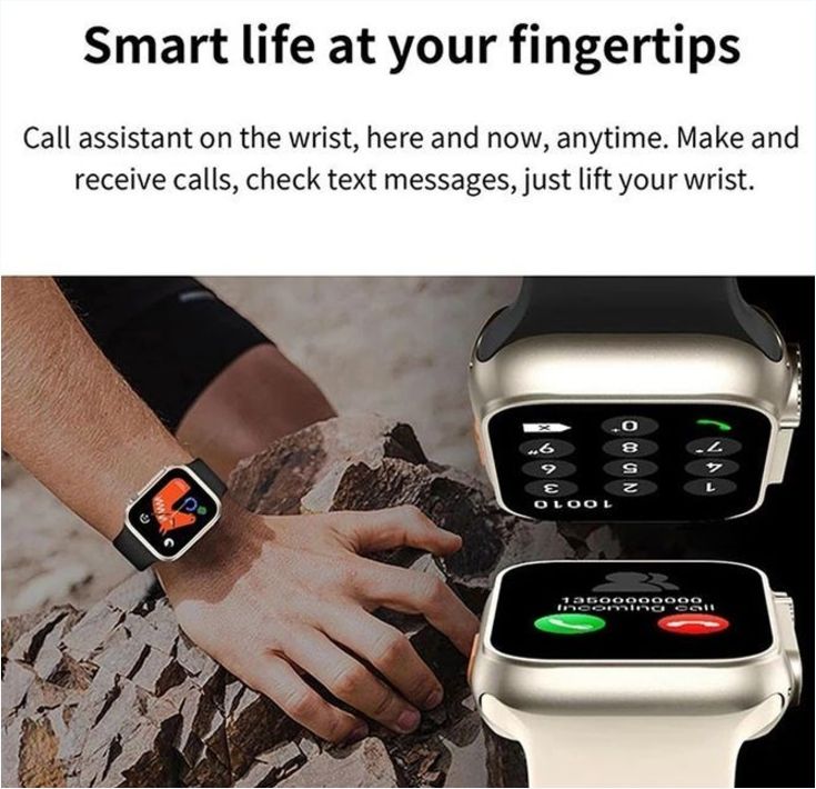 Smartwatch Ultra 7 in1 Straps Bluetooth Call Heart rate Wireless Charging