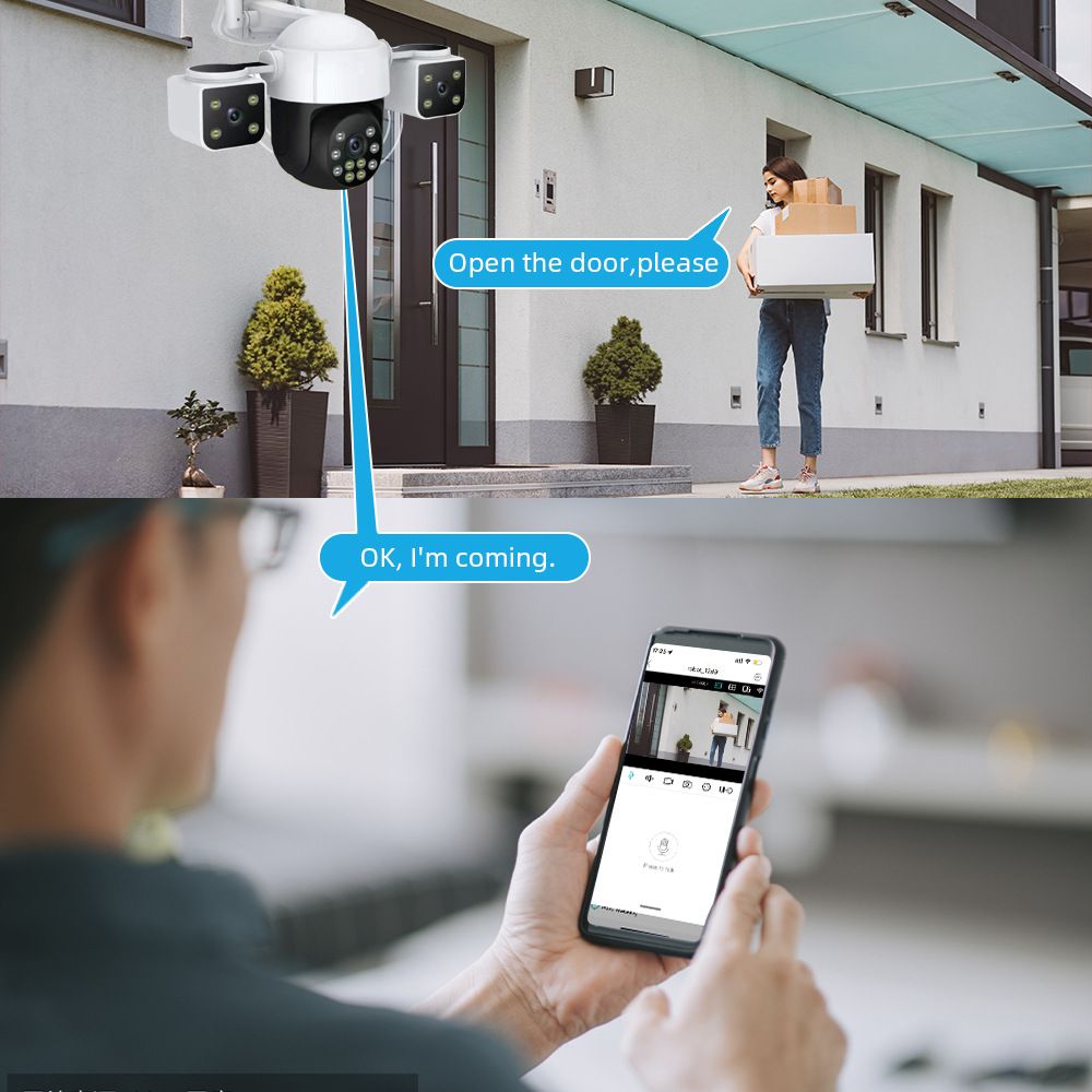 2K Security Camera Indoor-360 Cameras for Home Security and One-Tap Call, Elderly/Cat/Baby/Nanny, Motion Alert, Intelligent Tracking, 2.4GHz WiFi Only, Work with Alexa/Google Home