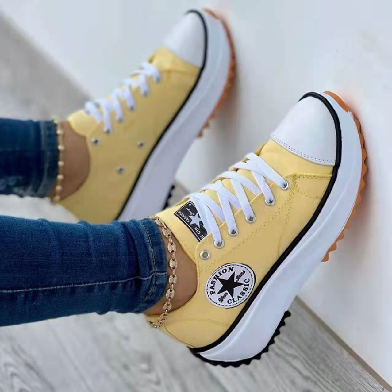 XB&A31 Women's Spring and Autumn New Casual Lace Up Single Shoes Round Toe Low Top Canvas Shoes