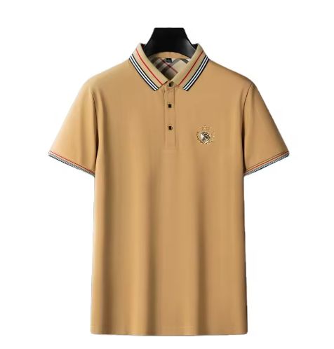 New Embroidery Design Solid Color Cotton Polyester Silkworm Short-Sleeved Silk T-Shirt Business Man Polo Shirt For Men BROWN