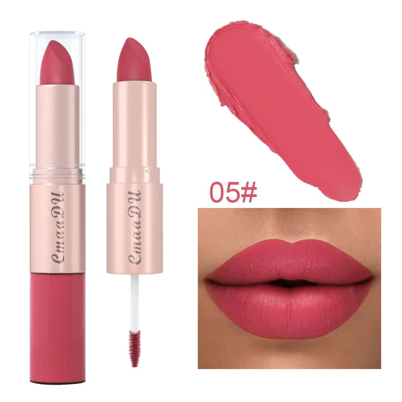 CmaaDu  Matte lipstick&Matt lip gloss  Double headed Makeup Matte Lips Cosmetic Long Lasting Velvet Liquid Lipstick   Sexy Lip 05