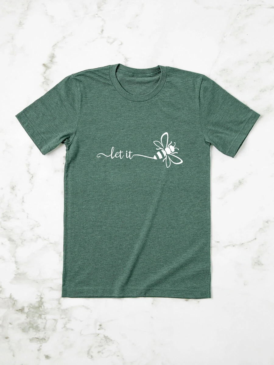 DX076# Women Men Print Tee T-Shirt Unisex Random Color
