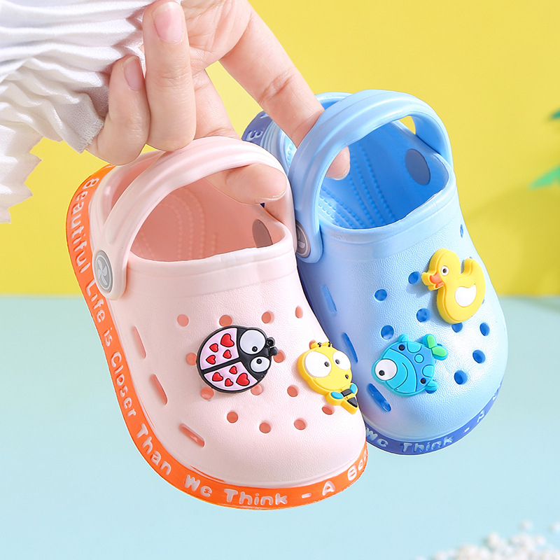 Yellow Duckie Summer sandals kids Mules Baby Boys Girls Cartoon baby Sandals Flat Heels Solid Cartoon Slippers Children's Garden Shoes