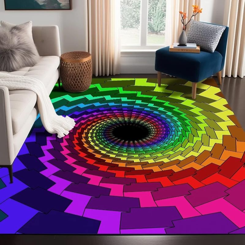 40*60cm,50*80cm, 3D visual rainbow carpet, fun decorative floor mat, anti slip and easy to maintain, foot mat CRRSHOP free shipping Crystal velvet carpet ，mat, Printed floor mat