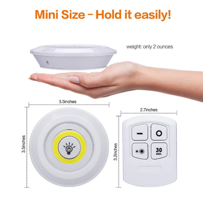 3W LED Under Cabinet Light LED Wireless Bedroom lights With Remote Control Dimmable Wardrobe Night Lamp For Dormitory Closet