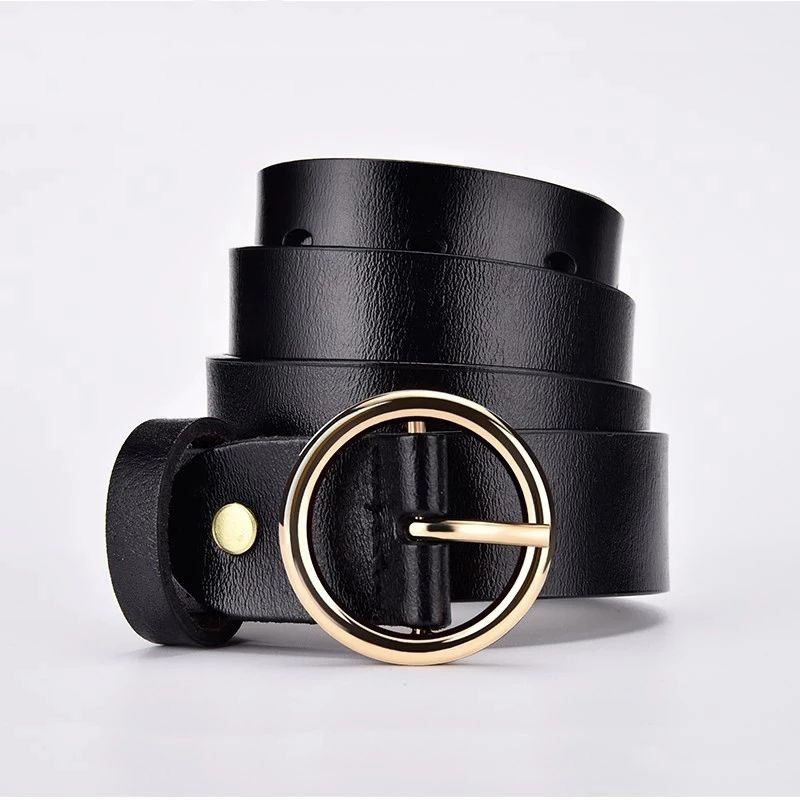 Women's Side Deposition Golden Buckle Jeans Wild Belts