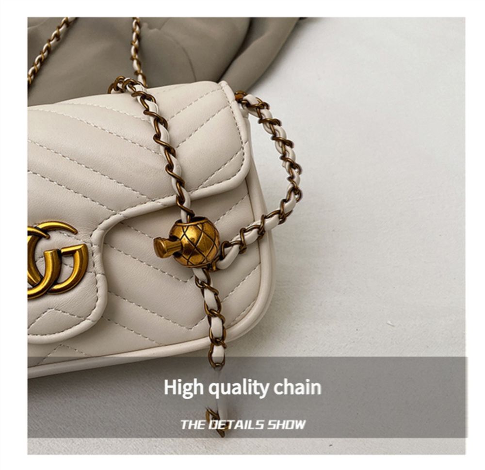 2025 new high-end texture PU chain bag, casual, fashionable, luxurious design, versatile, portable crossbody single shoulder women's bag