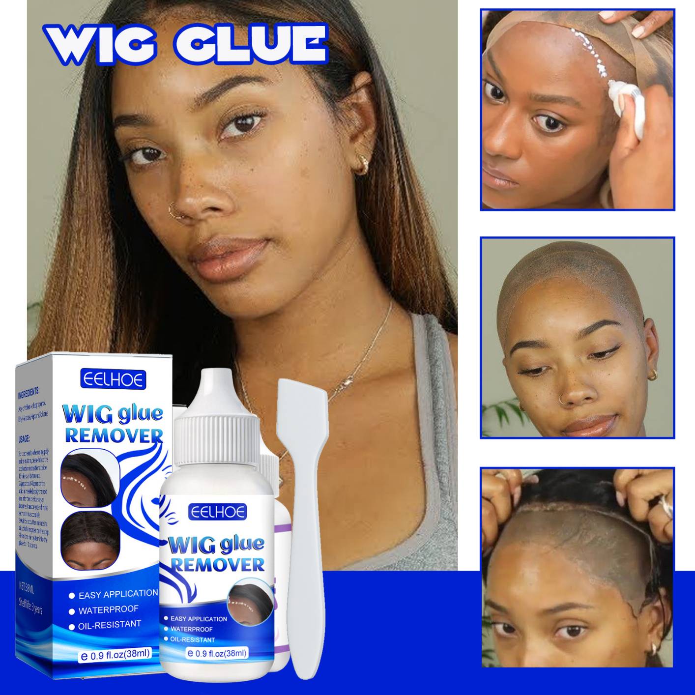 Wig Glue Waterproof Lace Front Hair Glue for Lace Wig Skin Invisible Liquid Glue Hairline Glue 38g