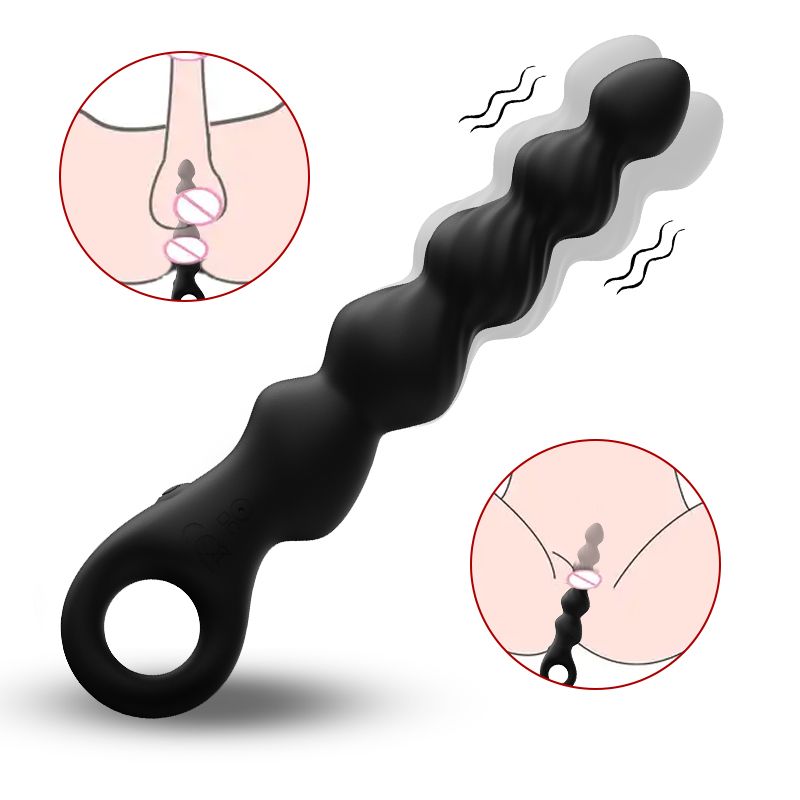 YY810 Anal Beads Sex Toys for Men, Anal Vibrator with Pull Ring Design Adult Toys Prostate Massager with 2 Powerful Motors & 12 Vibrating Modes, Male Sex Toys Dildo Anal Butt Plug for Men Women Couples