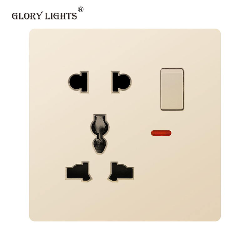 Glory Electric Socket With 2 Pins, UK 13A Power Socket Plug, Universal Wall Push Button Light Switch