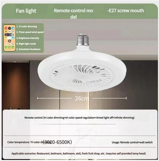 E27 fan lamp shaking head remote control aromatherapy bedroom living room lamp screw mouth dimmable home ceiling fan lamp Fan Light,Light fanmodel 2