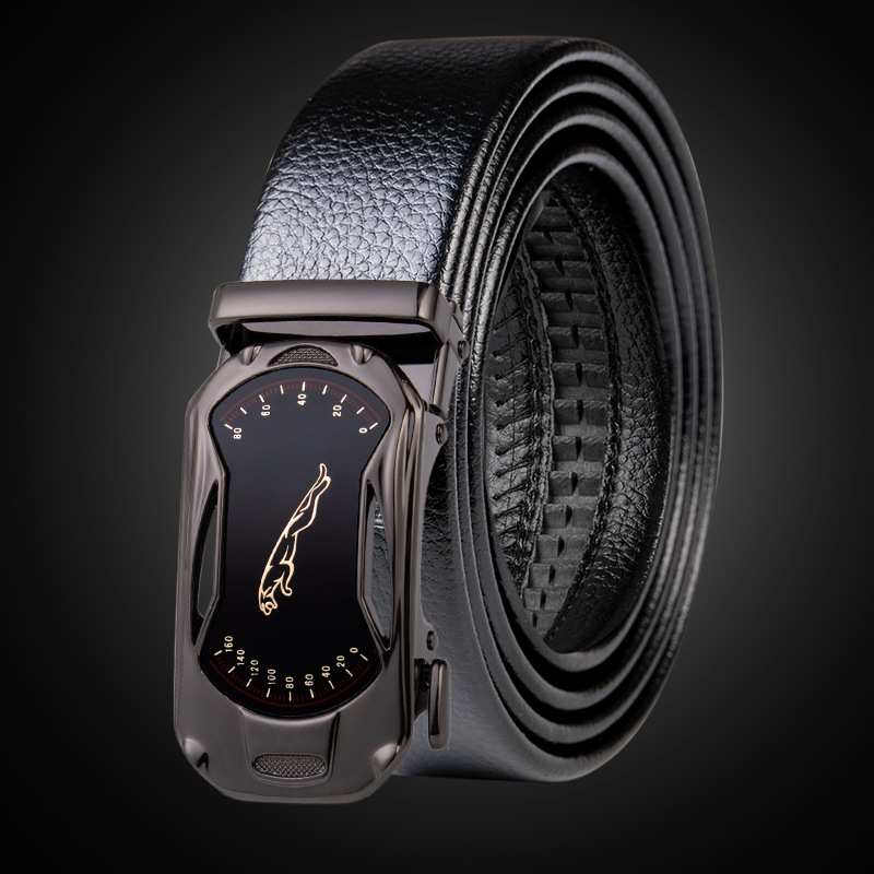 0201011 Youth Men's Belt Business Casual Cowhide Belt Automatic Buckle Leather Belt For Men