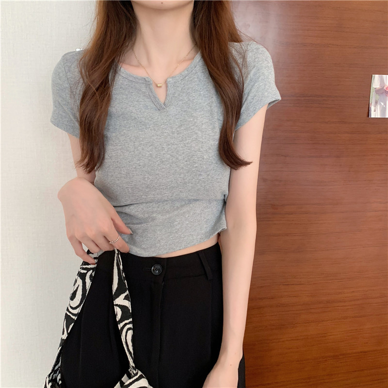 165 Women's Design Sense Slim Casual T-shirt Short Sleeves