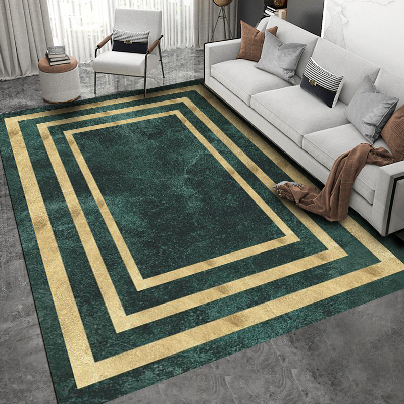 Modern Light Luxury Living Room Sofa Coffee Table Carpet Simple Dark Green Porch Entry Non-slip Rug Children's Room Bedside Rugs 120*160CM
