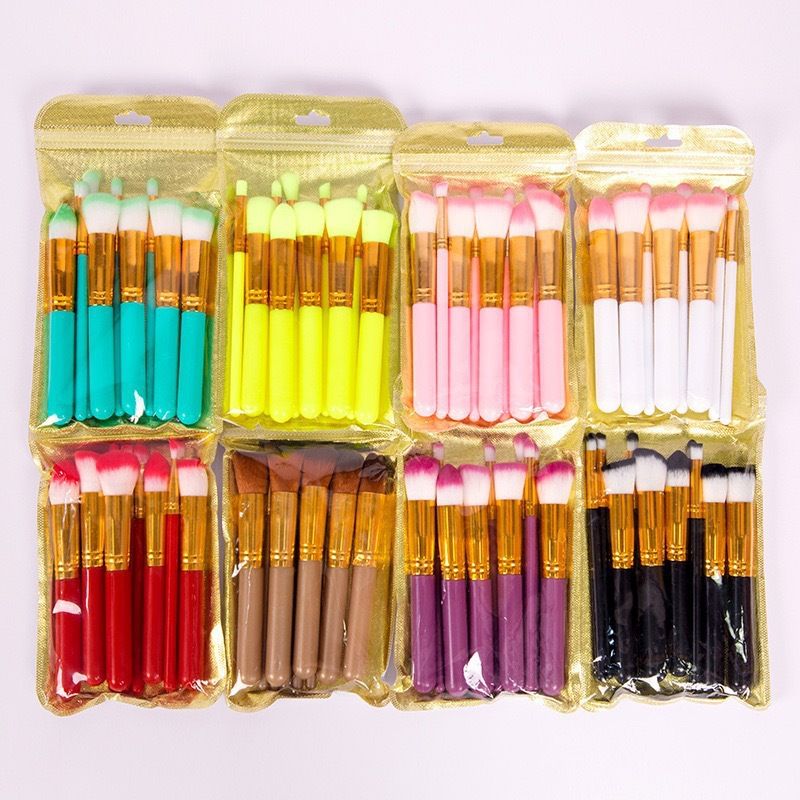 10 Pcs Candy Color Makeup Brushes Set, Professional Cosmetic Brushes Including Eyeshadow Brush, Loose Powder Brush, Lip Brush & More for Face & Eye Makeup
