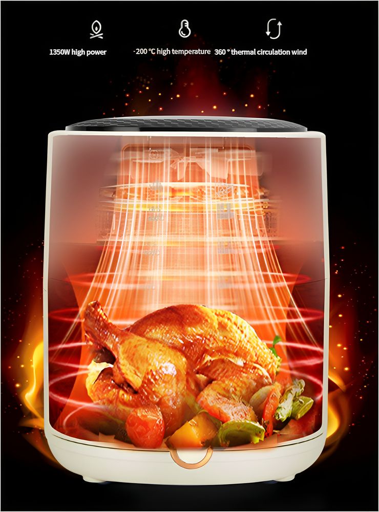 6.5L air fryer French fries chicken wings large capacity baking electric fryer smokeless fryer