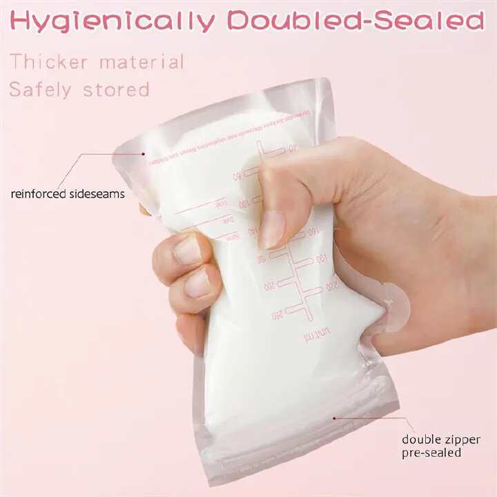 30Pcs Breastmilk Storage Bags for Breastfeeding Doubled Sealed Breast Milk Storing Bags BPA Free Self Standing Breastmilk Bags Baby Safe Feeding Bags