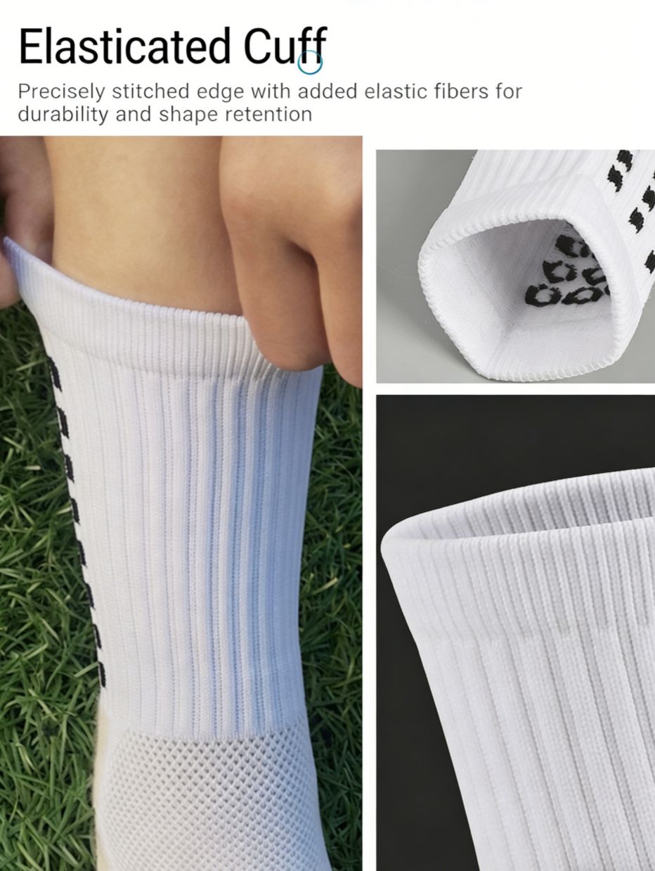 Non-Slip Grip Soccer Socks, Cushioned Mid-Calf Athletic Socks for Men, Anti-Slip Breathable Running Sports Socks with Grip for Football, Cycling, Hiking