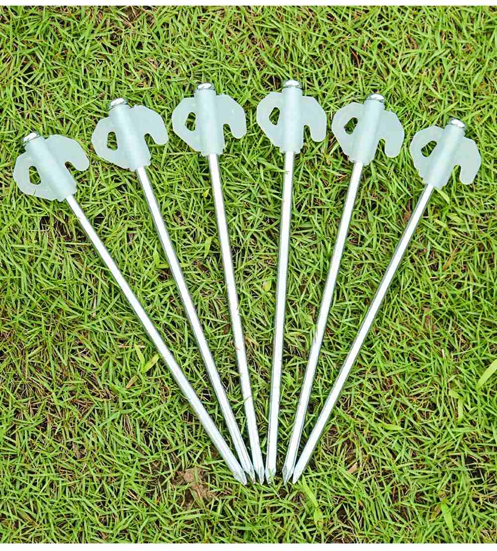 6pcs Tent Stakes Heavy Duty Metal Ground Stake Camping Nails Pop Up Pegs Luminous Garden Stable Fixed Anchor Hook for Outdoor Pile Tarp Traveling Hiking Gear Equipment 8-inch 20CM