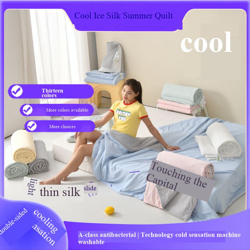 Class A Baby Grade Cooling Summer Quilt Washable Tencel Ice Silk Lightweight Air Condition Comforter Soft Cool Touch Blanket for Kids Adults Hot Sleepers
