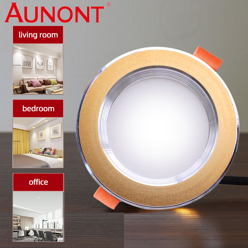 AUNONT LED 5W 6-inch downlight, energy-saving spotlight, golden embedded ceiling light, suitable for bedroom, living room, kitchen, aisle indoor lighting