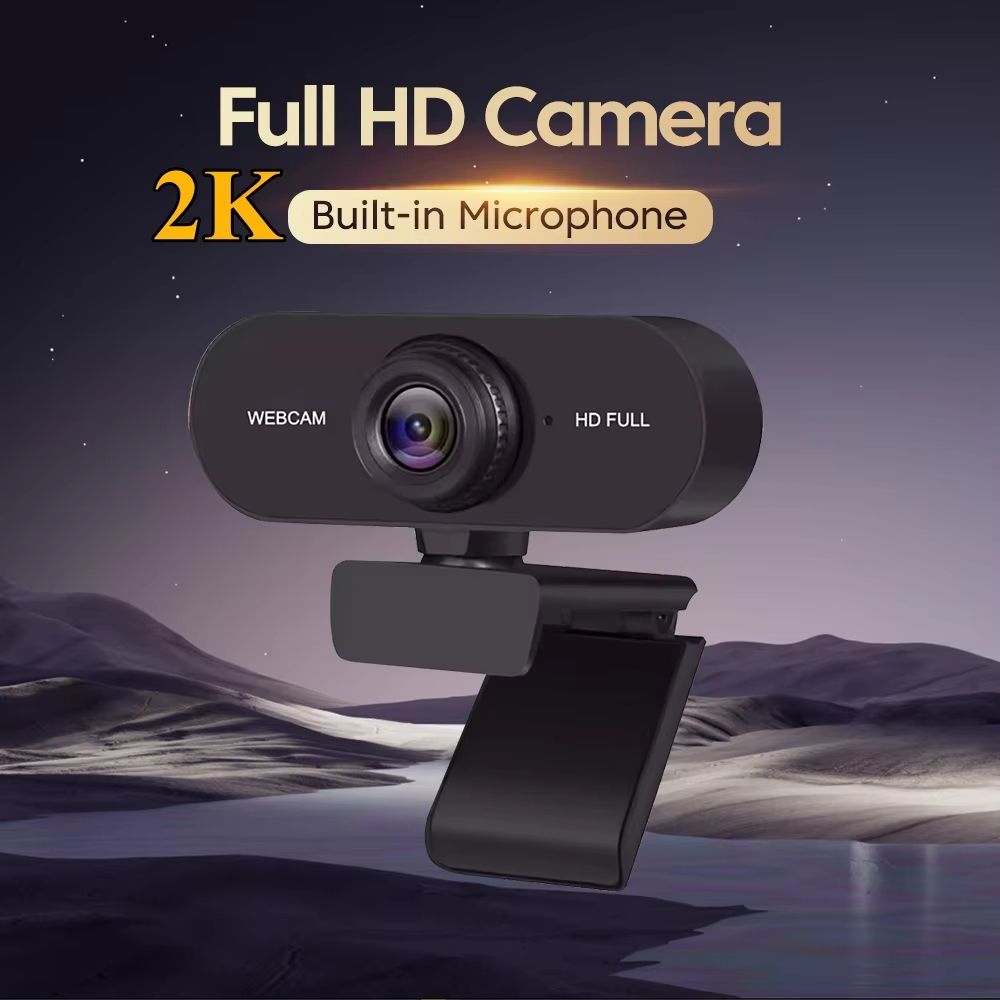 Clear 2K 1080P Webcam Mini USB Web Camera With Microphones Web Cam Cover For Video Chats And Virtual Conferences For Desktop Laptop Computer