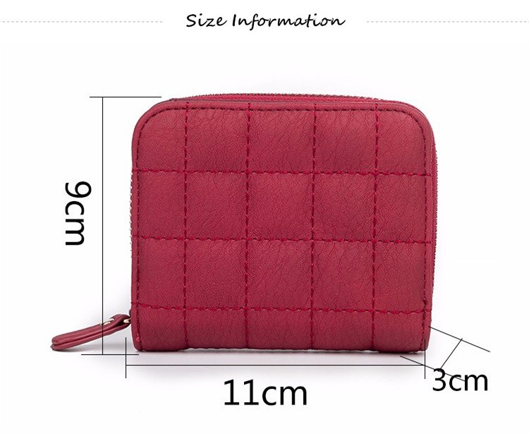 Women Short Wallets PU Leather Female Plaid Purses Card Holder Wallet Fashion Woman Cute Small Zipper Wallet With Coin Purse