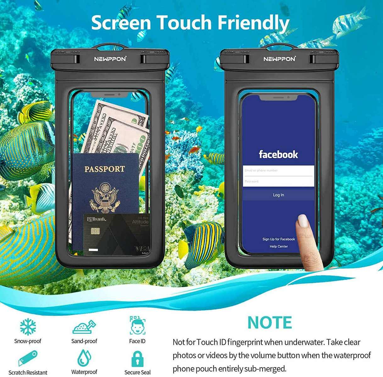 Large waterproof mobile phone bag mobile phone waterproof case swimming hanging neck mobile phone bag touch screen lanyard mobile phone bag universal waterproof dry bag suitable for iPhone 15 14 13 12 Pro Max Plus, Samsung Galaxy Note S23 Ultra underwater mobile phone case, can be used as beach pool waterproof