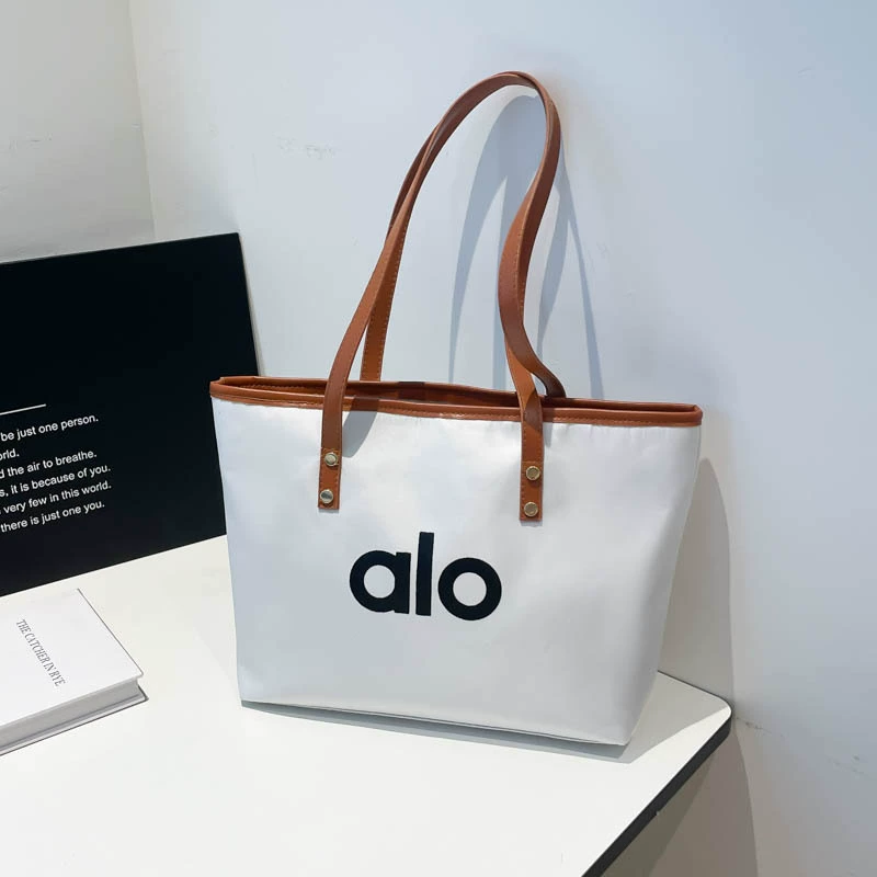 Alo Yoga Canvas Tote Bag Women Large Capacity Shoulder Crossbody Bag Fashion Gym Shopping Bag Casual Sports Fitness Handbag
