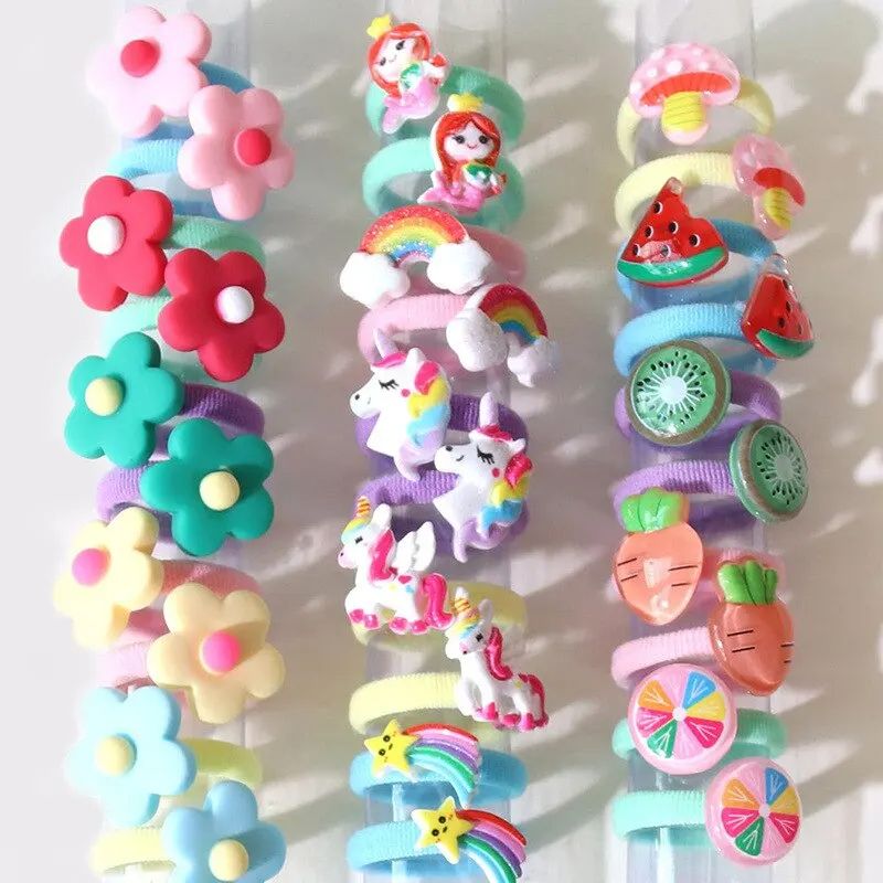 30pcs Baby Hair Band Cartoon Towel Ring Girls Hair Tie Leather Band Does Not Hurt Hair Accessories Children Hair Rope Baby