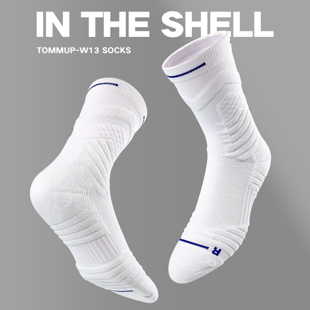 Men's High-Calf Elite Basketball Socks, Thickened Terry Sole Performance Athletic Socks, Moisture Wicking Non-Slip Sports Socks for Running, Basketball, Training
