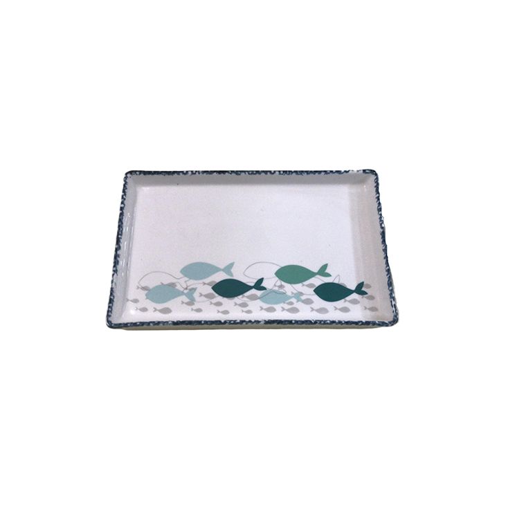 Antique colored rectangle enamel dinner food, fruit, barbecue serving  enamel coated heavy durable ceramic tray plate T-12