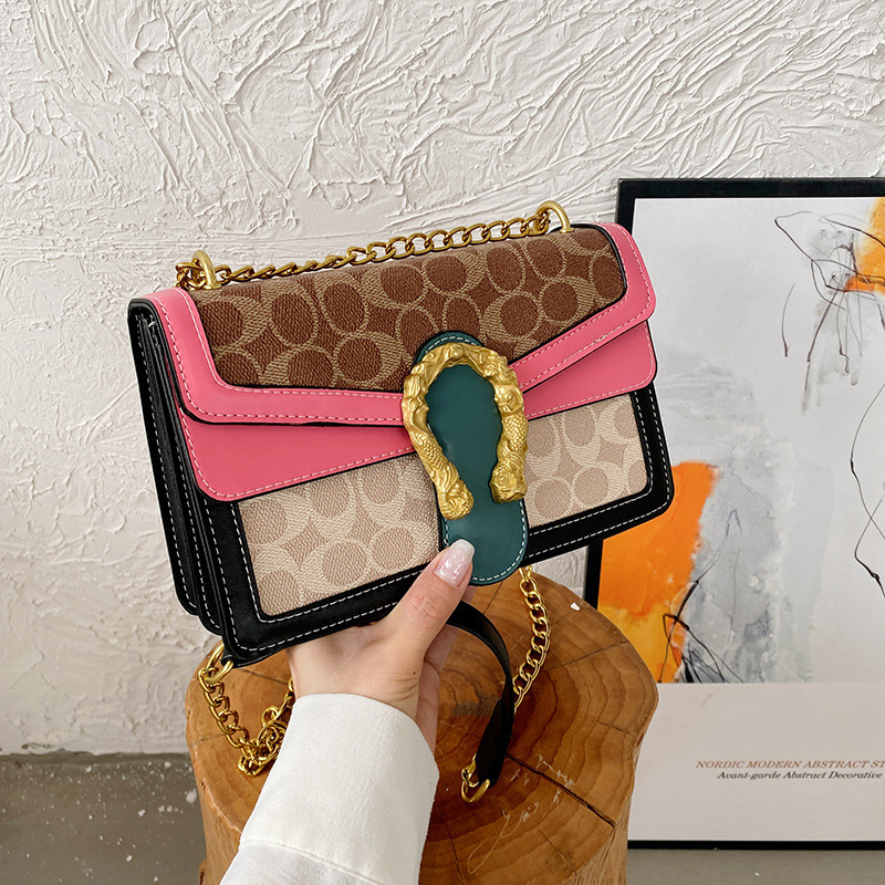 1208 New Luxury Small Leather Handbag Women Shoulder Simple Style with Chain Handle for Ladies Girls Crossbody Bags