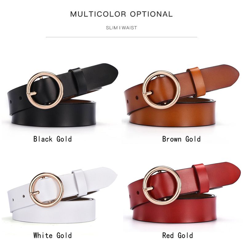 Women's Side Deposition Golden Buckle Jeans Wild Belts