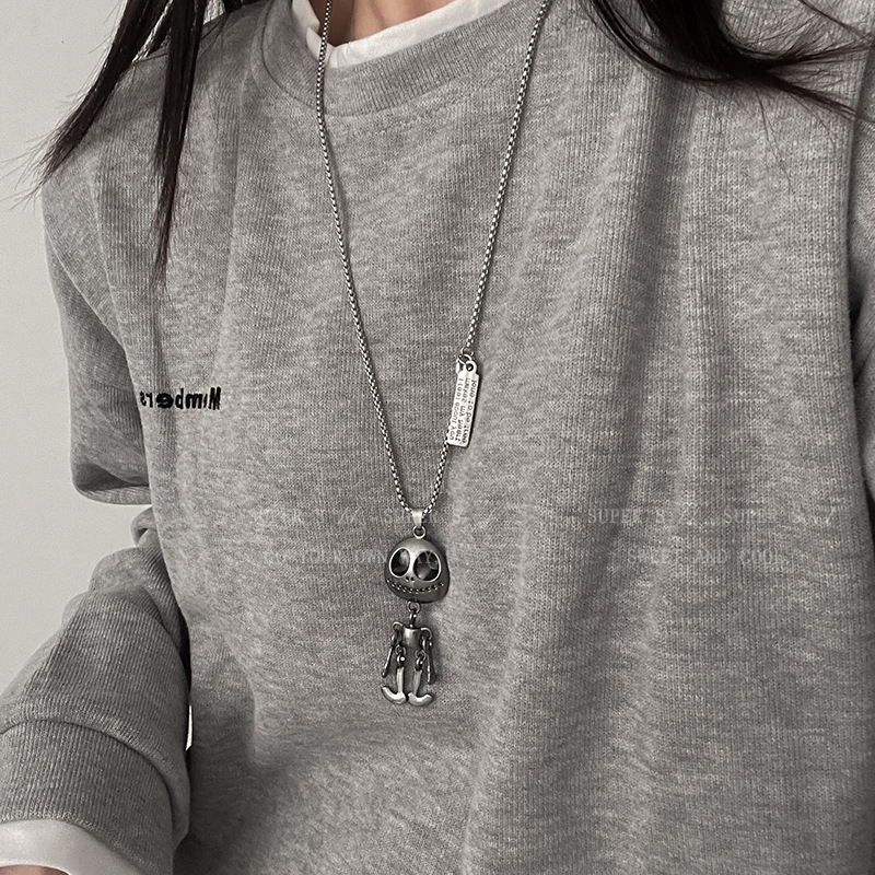 a66 Female Alien Pendant Sweater Chain Long Style Students Ins Titanium Steel Necklace