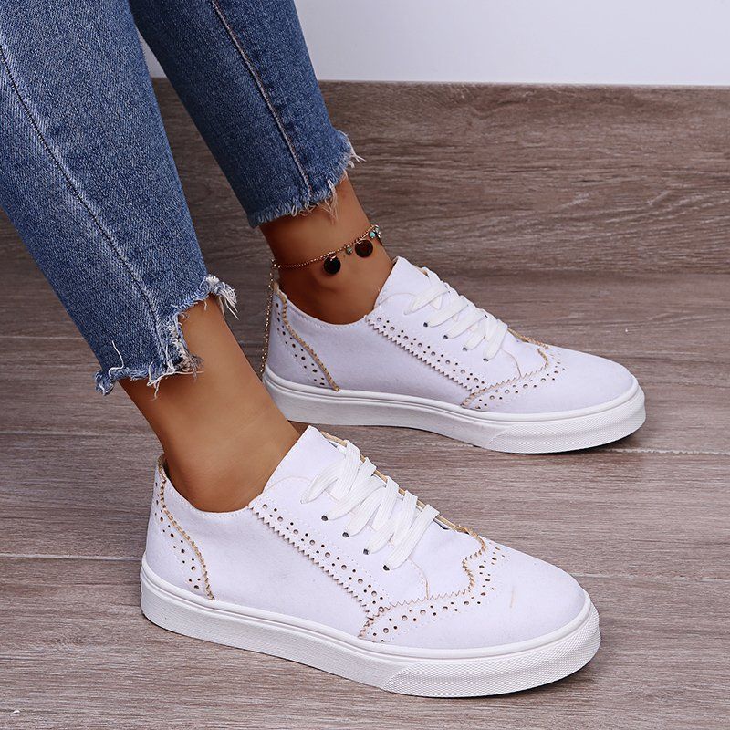 JH&422 Women's Spring and Autumn New Solid Color Low-Top Casual Shoes Round Toe Sneakers