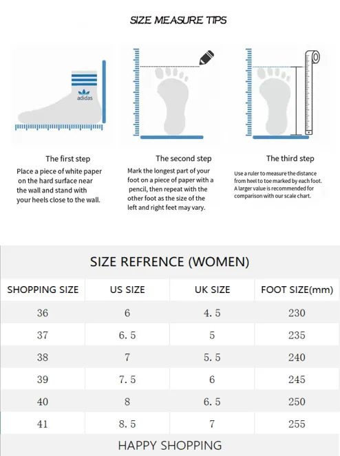 Adidas shoes table outlet size latex