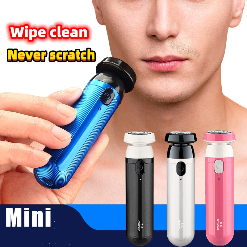 Mini electric shavers for men and women CRRshop free shipping hot sale unisex Mini Electric shaver Rotary blade Car shaver Men's home travel version shaver LED display, trim adjustment  detachable blade for washing 