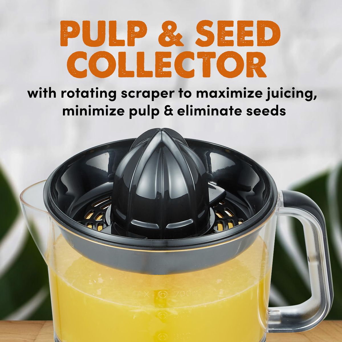 Elite Gourmet BPA-Free Electric Citrus Juicer, Compact, Large Volume, Pulp Control, Oranges, Lemons, Limes, Grapefruits with Easy Pour Spout, 24oz, Black/Stainless Steel
