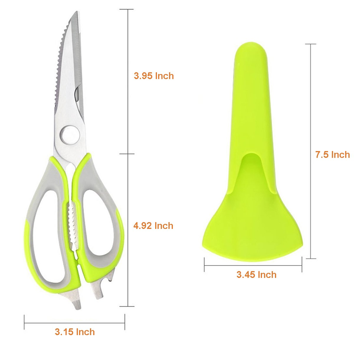 Multifunctional Kitchen Scissors, Multipurpose Stainless Steel Kitchen Shears Heavy Duty Culinary Scissors 8 in 1 Household Scissors with Magnetic Holder for Chicken, Fish, Seafood, BBQ