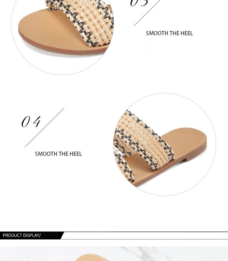 PL0055 Women's Braided Slide Sandals Open Toe Two Strap Slip On Flat Sandals Casual Summer Shoes