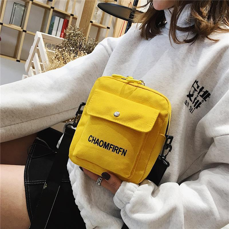 chaomeiren INS Canvas Small for Women New Trendy Korean Style Versatile Messenger Bag Student Shoulder Bag Girls Crossbody Pouch