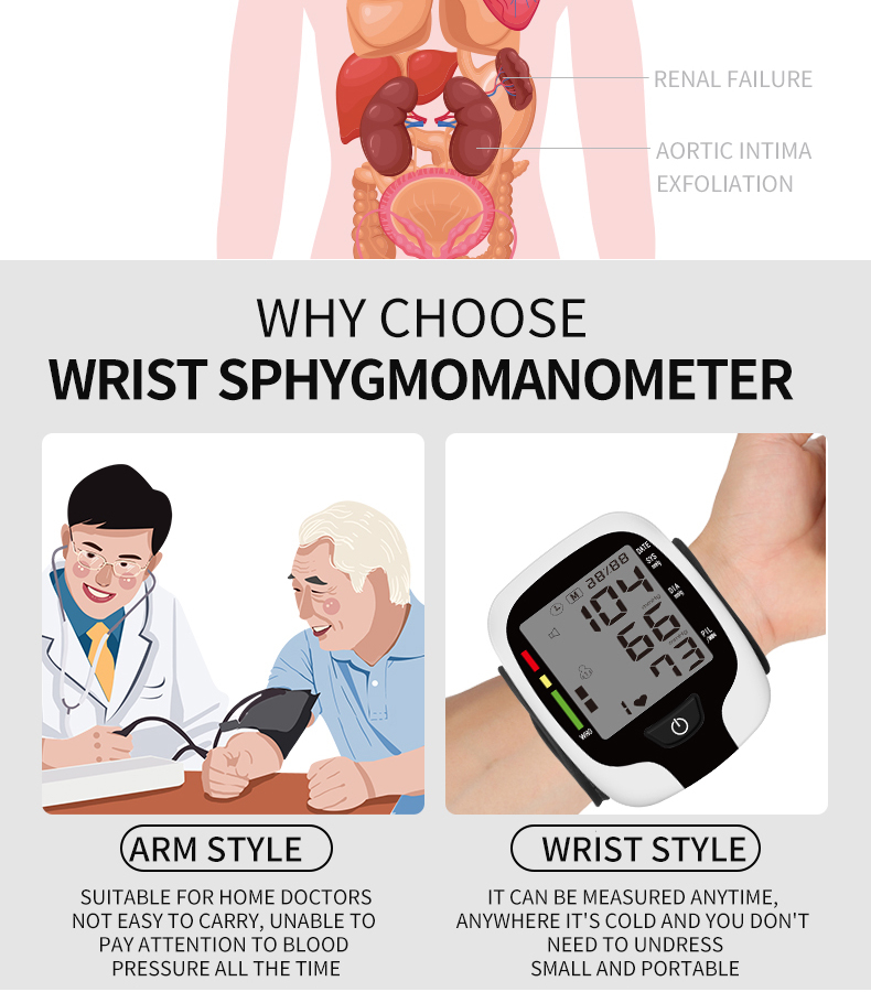 KWL-B03 Blood Pressure Monitor Automatic Adjustable Wrist Cuff Automatic Reading Memory for Home Use