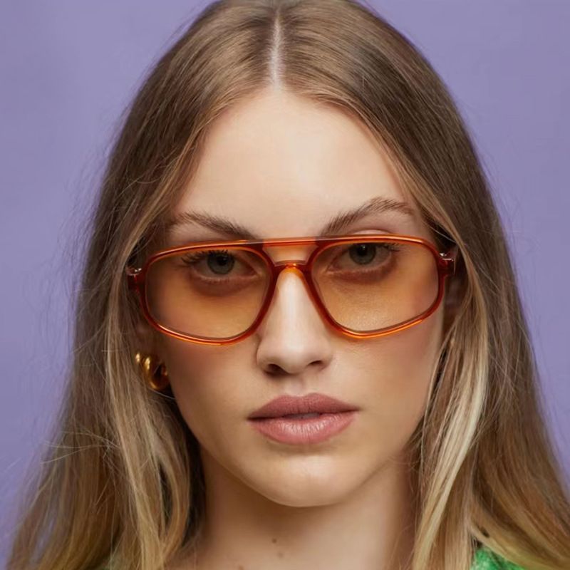 13050 Men's and Women's New Retro Double Nose Bridge Sunglasses, Sun Protection Sunglasses