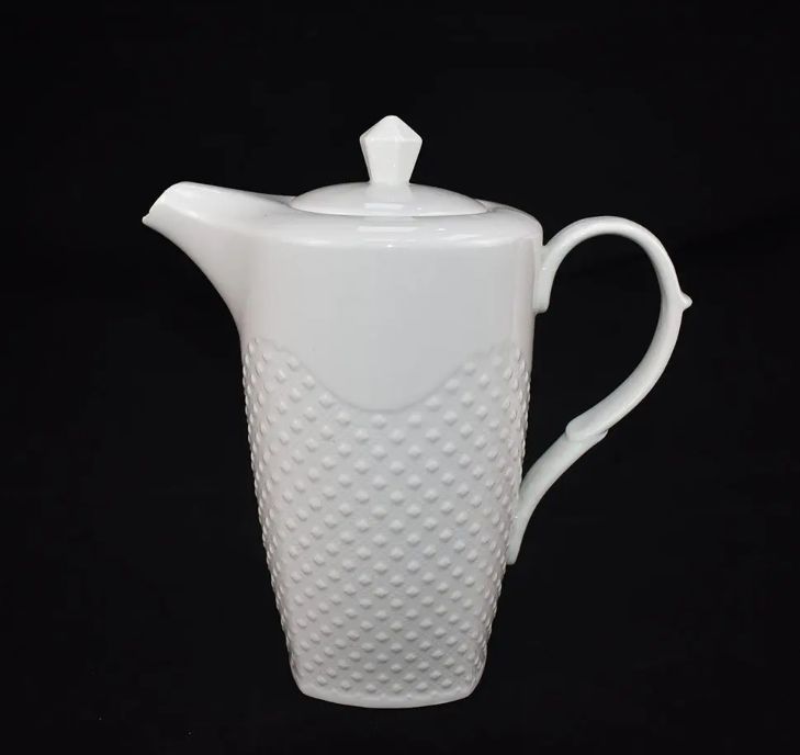 High -Quality 1700ml Ceramic White Long Teapot Porcelain Coffee Jug Set CH-05