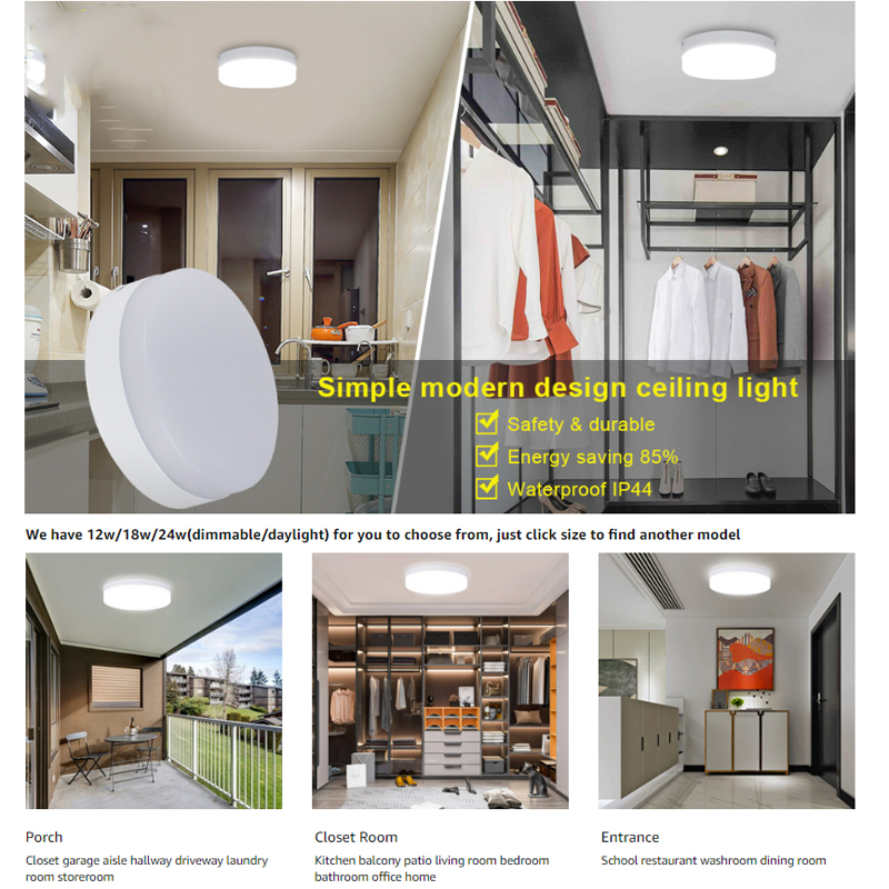 Glory lights 18W 24W 36W Triple Dimmable LED Surface Mount Panel Light, LED Ceiling Light Closet Ceiling Fixture for Laundry Room, Hallway, Bedroom, Basement, Kitchen Modern Round Lighting Fixture