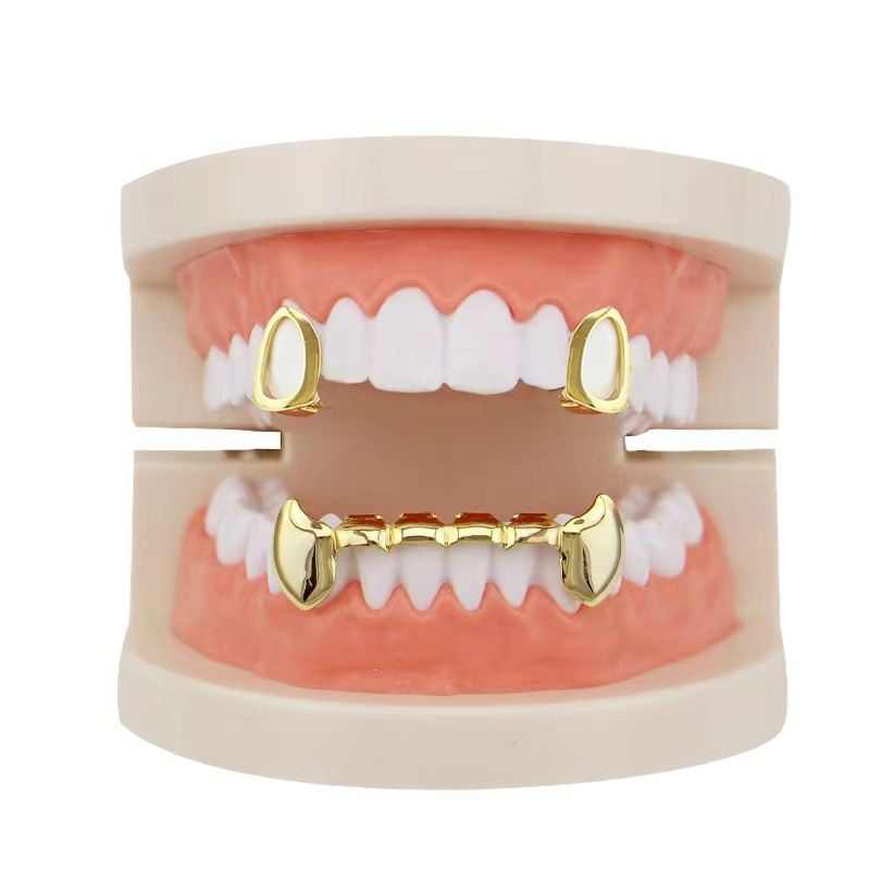 hip-hop shiny canin grillz decorative hiphop grillz small tiger teeth set vampire gold grillz gold teeth
